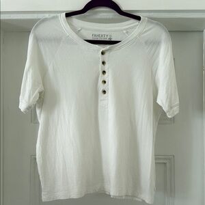 Faherty Cloud Cotton White Button-Up Henley